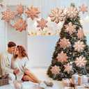 Gueevin 16 Pcs 12" Large Gingerbread Snowflake Ornaments Christmas Tree Ornaments Bulk Xmas Giant Hanging Brown Paper Decor with Ropes Rustic Xmas Decor for Home Winter(Snowflake, Tan)