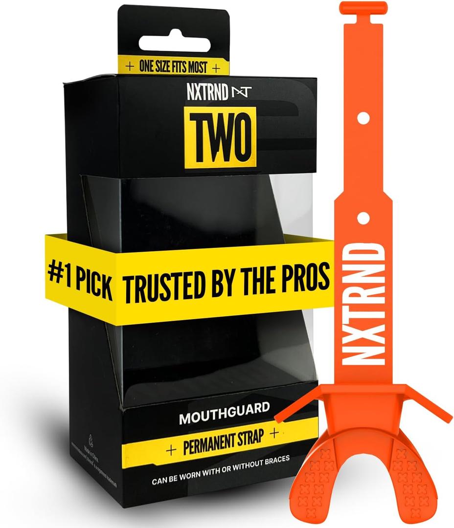 Nxtrnd Two Football Mouth Guard, Football Mouthpiece with Strap, Fits Adult & Youth (Orange)
