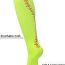 Youper Softball Socks w/Stitches for Youth Girls & Adult Women (2 Pairs) (Medium, Neon Yellow/Red)