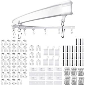 Flexible Ceiling Curtain Track | 16.4 ft (5 m) Curved Curtain Rail with Mute Rollers | Bendable Mount for Shower Bay Window RV Room Divider