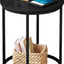 Yusong Round End Table, 20" Accent Small Side Table Suitable for Hiding Trash Can, Nightstand Modern Bedside Table for Living Room Bedroom Office Small Spaces, Black