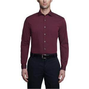 Kenneth Cole Unlisted Men's Slim Fit Solid Dress Shirt, 15"-15.5" Neck 32"-33" Sleeve, Burgundy