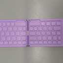 Mini Foldable Bluetooth Keyboard - Portable Wireless Full Size Keyboard (Sync Up to 3 Devices), Ultra-Slim Aluminum Travel Folding Keyboards for iPhone iPad Mac Android Windows iOS (Purple)
