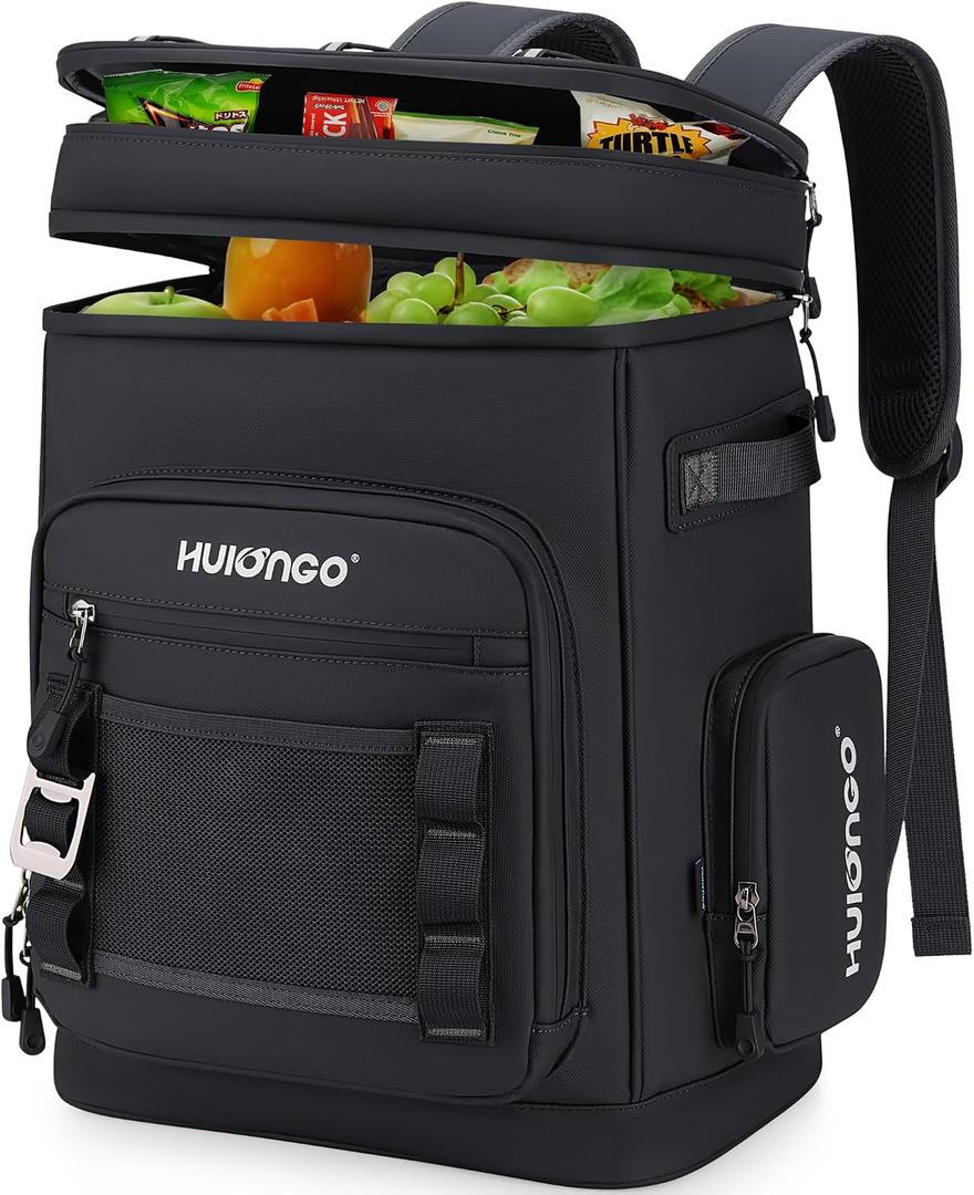 Hulongo Large Waterproof Insulated Cooler Backpack for Men & Women, Leak Proof Cooler Backpack for Camping, Beach, Fishing, Picnic, Travel, Outdoor, 30L, 48Cans