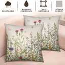 Spring Vintage Floral Pillow Covers 22x22 Set of 2 Sage Green Wildflower Plant Outdoor Throw Pillows Case Summer Rustic Wild Flowers Botanical Print Pillowcase for Farmhouse Sofa Couch Bed Decor