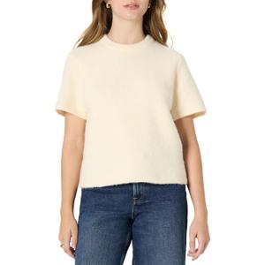 Amazon Essentials (Demi's Pick) Women's Relaxed-Fit Faux Mohair Short Sleeve Sweater Top (Cream)