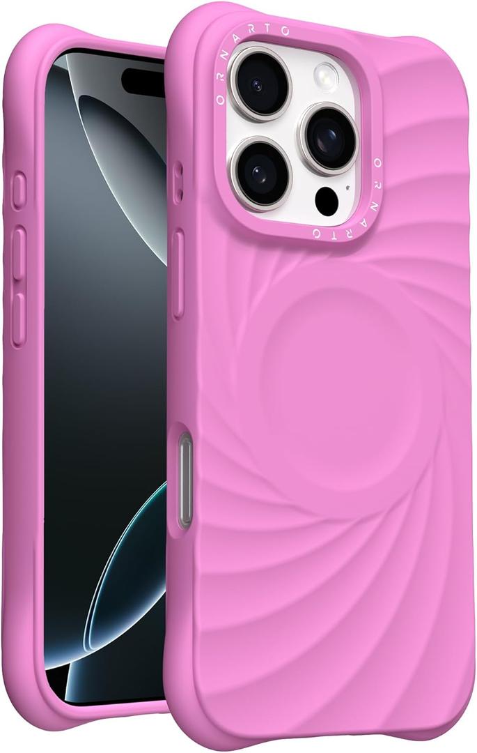 ORNARTO Vortuxe for iPhone 16 Pro Max Case 6.9" | 2X MIL-STD Drop Protection | Compatible with MagSafe | Sleek Aesthetic Liquid Silicone Phone Cover - Peony