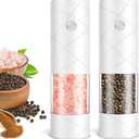 Electric Salt and Pepper Grinder Set, Rechargeable Automatic Pepper Mill Grinder with LED Light, House Warming Gifts New Home, One-Hand Operation for Kitchen Appliances(2 Pack Upgrade White)