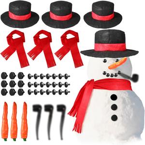 42 Pcs Christmas Snowman Decorating Making Kit Snowman Dress Up Fun Outdoor for Xmas Winter Holiday Party Decoration Gifts, Ability to Decorate 3 Snowmen(13 x 7 x 10,7,Classic Style)