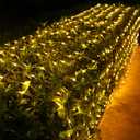 weillsnow 198 LED 9.8ft x 6.6ft Christmas Net Lights, Connectable 8 Lighting Twinkle Modes Mesh Lights for Christmas Outdoor Patio Garden Bush Fence Decorations (Warm White)