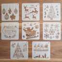 8 Pcs Christmas Stencils Template - Reusable Plastic Craft Stencils for Art Drawing Painting Spraying Window Glass Door Wood Journal Scrapbook Car Body Holiday Xmas Snowflake DIY Decoration 5x5 inch