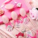 Meanplan 12 Sets Breast Cancer Awareness Gift for Women Pink Ribbon Mini Hair Brush with Card Motivational Breast Cancer Awareness Accessories Item for Survivor Charity Event Support Party Supplies