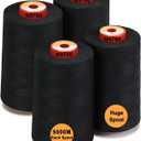 New brothread - 30 Options - 4 Large Cones of 5500Y (5000M) Each All Purpose Spun Polyester Thread 40S/2 (Tex27) for Serger, Overlock, Quilting, Piecing and Sewing - Black