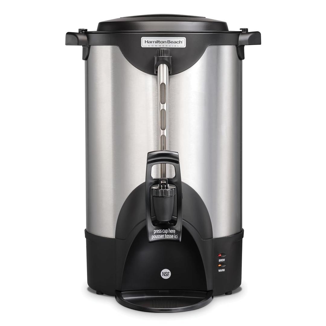 Hamilton Beach Commercial 40 Cup Stainless Steel Coffee Urn Double Wall, 120V, NSF Certified (HCU040S)