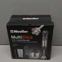 Mueller Multistick 5-in-1 Immersion Blender Handheld, 12 Speed Hand Mixer-Turbo Boost, Heaviest Duty Copper Motor, Titanium reinforced Blades Hand Blender, Milk Frother Wand, Whisk, Beaker, Chopper,Gray)
