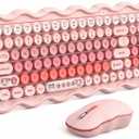 2.4G Wireless Keyboard and Mouse Combo, Round Keycaps, Splash Proof, Keyboard Mouse Set for Windows, Android & Mac OS, PC Computers, Macbooks, Laptops, PK