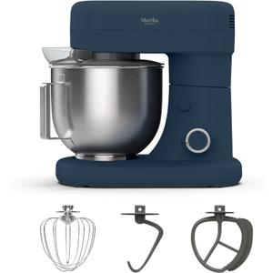 Martha Stewart 5.3Qt Stand Mixer, 12-Speed Tilt-Head Electric Kitchen Mixer with Stainless Steel Bowl, Dough Hook, Whisk & Beater, Splash Guard, Ideal for Baking Bread, Cake & Whipping, Indigo Blue