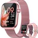 Smart Watch, 1.85" HD Samrt Watches for Women, Fitness Tracker with Blood Pressure/Heart Rate/Sleep Monitor, Bluetooth 5.3 Smart Watch for Android/iOS Phones, IP68 Waterproof Sport Watch (Pink)