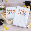 MASHAN Class of 2026 Graduation Hand Towels 3 Pack,100% Cotton Soft Absorbent Bathroom Towels,Senior 2026 Graduation Gift for Girls Boys,Blue Orange Decorative Towels 14x30 Inch