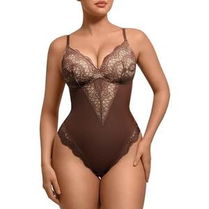 FeelinGirl Womens Body Suits Shapewear Tummy Control Backless Thong Body Shaper V Neck Compression Lace Bodysuit Tops Medium, Dark Brow FeelinGirl Womens Body Suits Shapewear Tummy Control Backless Thong Body Shaper V Neck Compression Lace Bodysuit Tops Medium, Dark Brow