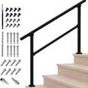 Metty Metal Handrails for Outdoor Steps,1-4 Step Stair Handrail & Indoor Stair Railing KitBlack Railings for Outdoor Steps and Hand Rails for Seniors for Porch