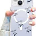 Aitipy Magnetic for iPhone 13/14 Case, Cute Sliver Cherry Pattern [Compatible with MagSafe], Aesthetic Trendy Slim Shockproof Protective Phone Cover for Women Girls