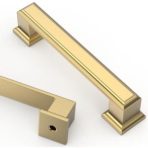 Asidrama 10 Pack 3.75 Inch(96mm) Brushed Brass Cabinet pulls Kitchen Cabinet Handles, Cabinet Pulls Kitchen Cabinet Hardware for Cupboard Drawer Pulls 2044
