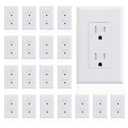 ELEGRP Decorator Wall Receptacle Outlet, Tamper Resistant 15A 125V Standard Electrical Wall Outlet, Residential Grade, Self-grounding, with Screwless Wall Plate, UL (20 Pack, Glossy White)