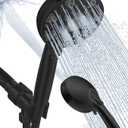 High Pressure Shower head with Handheld 7 Modes, Built-in Power Wash to Clear Tub. Tile & Pets, 5” High Flow Hand Held Hydro Rain Showerhead with Stainless Steel Hose and Adjustable Bracket-Matt Black