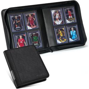 Toploader Card Binder 4 Pocket,160-Card Trading Card Album-Premium PU Zipper Hard Case,Sideload PVC-Free Pages, Fits 2.5 x 3.5 MTG,TCG, YuGiOh,Game Cards & Sports Cards, with Spine Label (Black)