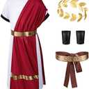 Kids Toga Costume Roman Robe Greek God Outfit Halloween Cosplay Costume Accessories Set Medium