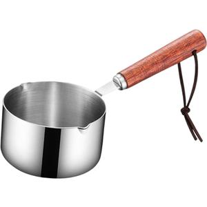 304 Stainless Steel Mini Soup Pot with Wooden Handle Breakfast Pot Milk Pan Small Saucepan for Making Sauces Reheating Soup Heating Milk, 250ml (250ml)