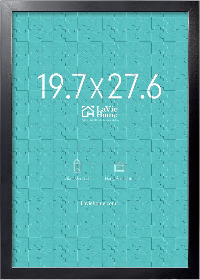 LaVie Home 19.7x27.6 Picture Frame Black, Puzzles Frame for Wall Decoration, Classic Black Minimalist Style Suitable for Decorating Houses, Offices, Hotels, Puzzles Posters Photos or Artwork（1 Pack）