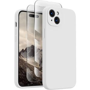 FireNova Designed for iPhone 15 Case, Silicone Upgraded [Camera Protection] Phone Case, Soft Anti-Scratch Microfiber Lining Inside, 6.1 inch, White