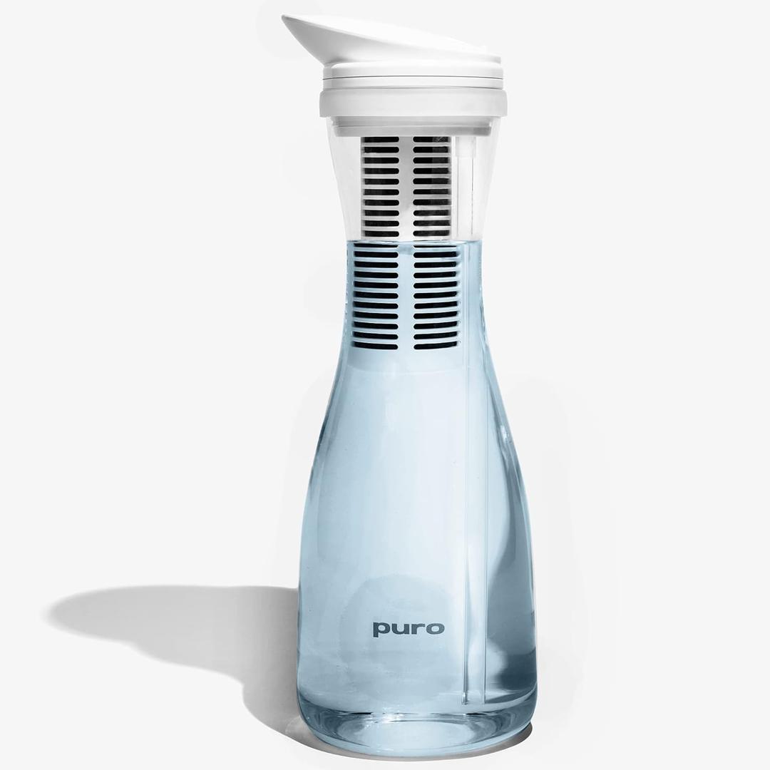 Puro Glass Water Filter Pitcher - Clean Water in Seconds - 1.3L Volume - Filter Removes Lead, Odors, Chlorine