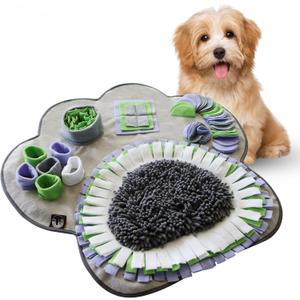 Paw Shaped Snuffle mat 29"x29" for Small, Medium, Big Size Dogs, Cats; Interactive Slow Feeding Sniffing mat for Mental Stimulation, Puzzle Toy for Encourages Natural Foraging Skills