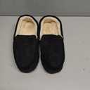 Lulex Moccasins for Men House Slippers Indoor Outdoor Plush Mens Bedroom Shoes with Hard Sole (9, Black)