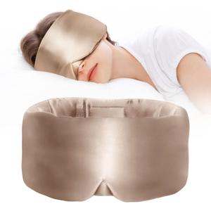 Satin Sleep Mask - Updated Design Light Blocking Eye Mask for Men and Women, Soft and Comfortable Night Sleeping Mask, Eye Cover for Travel/Sleeping (Camel)
