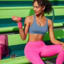 RUNNING GIRL Sports Bra for Women High Support, Criss-Cross Back Padded Strappy Sports Bras Yoga Bra with Removable Cups (S)