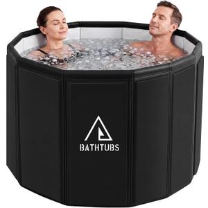 Portable Bathtub for Adults, Foldable Bathtub （41.3"L x 26.6"）Without Installation with Bottom Cotton Clip, Cold Plunge Tub Suitable for Bathing, Space-Saving, Black
