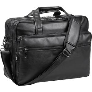 Seyfocnia Leather Laptop Bag, Men's 15.6 Inche 17.3 Inche Messenger Briefcase Business Satchel Computer Handbag Shoulder Bag