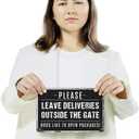 Please Leave Deliveries Outside The Gate Dogs Like To Open Packages 7 x 10 Inch Aluminum Metal Sign Bark Side Logistics Perfect for Farms Yards Driveways Fun Gift for Dog Owners Homeowners Neighbors