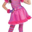 Wizland Cheshire Cat Costume for Girls.Halloween,Dress Up Party and Roleplay Cosplay. (4-6yrs)