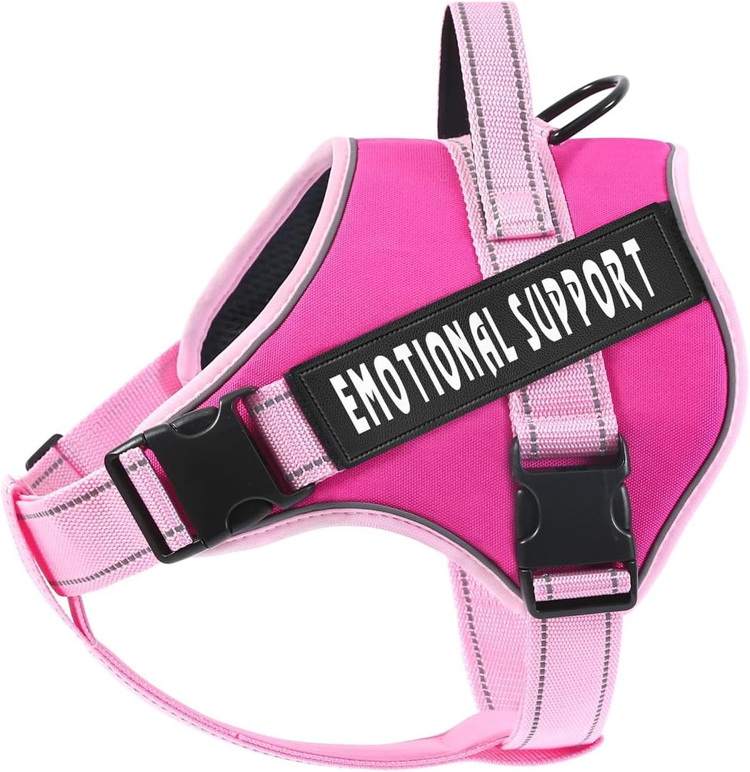 Voopet Emotional Support Dog Harness, Professional Service Dog Vest Harness for Small Medium Large Dogs, Reflective Breathable and Adjustable No Pull/Choke ESA Essential Harness, XX-Small, Pink Rose
