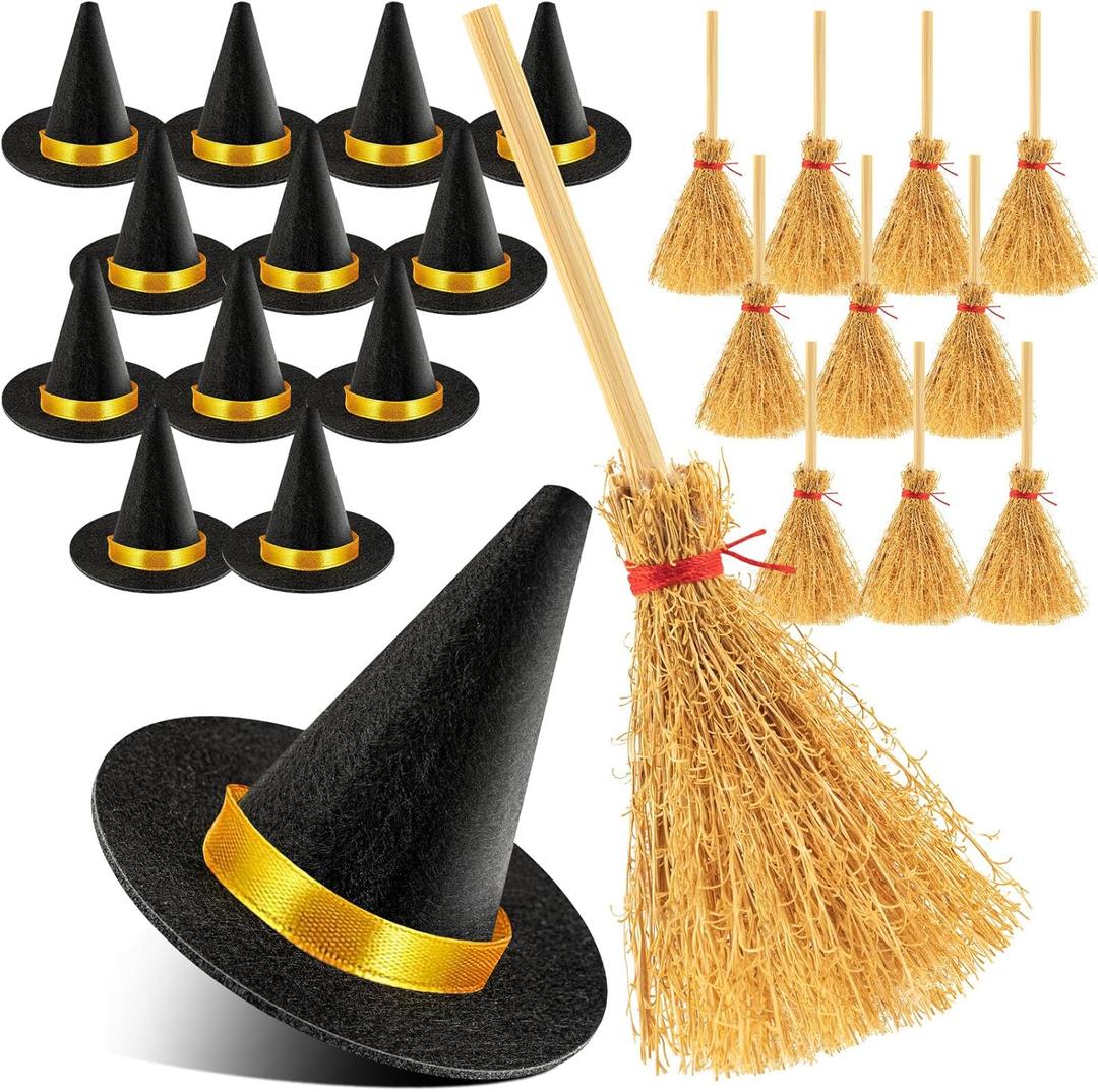 28Pcs Mini Witch Hats, Small Witch Hat for Crafts Halloween Party Decorations
