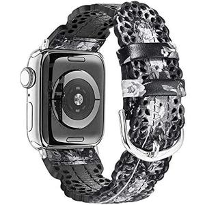 Secbolt Leather Bands Compatible with Apple Watch Band 38mm 40mm 41mm 42mm 44mm 45mm 46mm 49mm iWatch Series 10/9/Ultra/SE/8/7/6/5/4/3/2/1, Breathable Chic Lace Leather Strap for Women