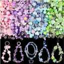 Assorted 180-240PCS Acrylic Beads for Bracelet Making, Flower Bow Butterfly Candy GummyBear Aesthetic Bracelet Charms,Cute Beads for Jewelry Making DIY Necklace Keychain Phone Charm (4 COLOR SERIES-PINK+PURPLE+BLUE+GREEN)