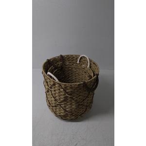 Wicker Basket with Handles Natural Brown 3 PRS