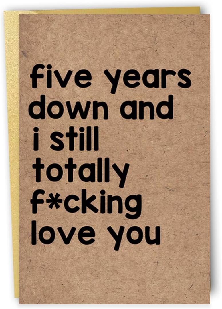 Funny 5th Anniversary Card Gift for Couple Husband Wife, Cute 5 Year Anniversary for Her Him, Naughty 5 Year Old Anniversary for Boyfriend Girlfriend 