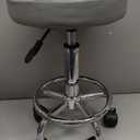 KKTONER PU Leather Round Rolling Stool with Foot Rest Swivel Height Adjustment Spa Drafting Salon Tattoo Work Office Massage Stools Task Chair (Grey)